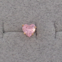 Pink Heart CZ 14K Yellow Gold SINGLE Stud Post Earring Vintage Retro - £21.49 GBP