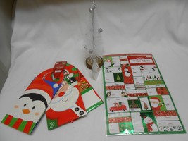 New Holiday Time Chrismas Bags Mini ornament Tree &amp; 100 peel N Stick Nam... - £9.60 GBP