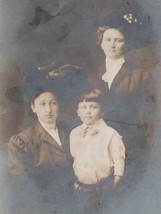 RPPC Handsome Young Man with Sisters in Hats Portrait Postcard AZO c1904... - £6.25 GBP