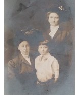 RPPC Handsome Young Man with Sisters in Hats Portrait Postcard AZO c1904... - £6.24 GBP