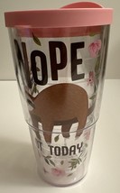 Tervis Tumbler Sloth On A Branch “Nope Not Today” Pink Flowers and Lid - $11.00