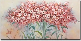 3D Wall Art Abstract Wall Decor Pink Flowers Canvas Oil Paintings24x48 Inch - £59.78 GBP