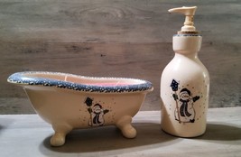 Snowman Home and Garden Party Bathroom Set Soap Dispenser Tub Cinnamon C... - £28.65 GBP