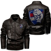 Western Bulldogs Fan Biker Style Leather Jacket with Iconic - $2,397.51 MXN+