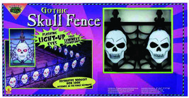 Forum Novelties 58468 Light up Gothic Skull Halloween Fence, 24.5&quot;W, Multicolor - £106.42 GBP