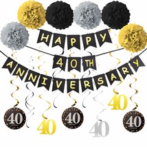 40Th Anniversary Decorations Kit - 16Pcs - Including 1Pcs Happy 40Th Anniversary - £24.29 GBP