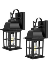 2 Outdoor Porch Wall Lantern Sconce Light Fixture Exterior with Glass Shade - £25.54 GBP