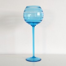 Large Empoli Brandy Glass Vase in Light Blue, Optical, Round, Tall, Vintage - $23.76