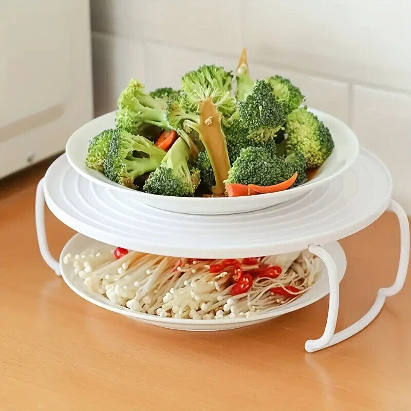 2-Tier Microwave Food Tray – Stacking Shelf, Splatter Guard &amp; Carry Tray... - $8.90