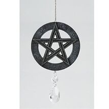 Fantasy Gifts Hanging Black Pentagram with Crystals Dreamcatcher 9 Inch - $19.78