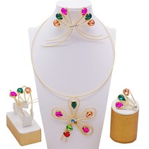 Women&#39;s Wedding Bridal Rhinestone Crystal Necklace Set Dangle Earrings Bangle Ri - £58.58 GBP