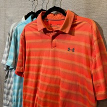 Under Armour Polo Shirt Mens Large Bundle of 3 Striped Heatgear Loose Go... - $31.92