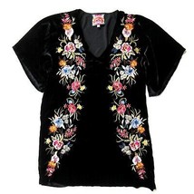 NWoT Johnny Was Isla in Black Embroidered V-neck Velvet Tunic Kimono Dress XS - £95.92 GBP