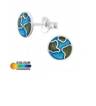 Planet earth mood color changing sterling silver studs - £10.18 GBP