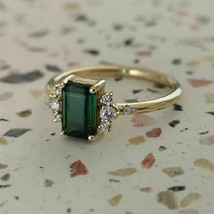 1.65 Ct Radiant Cut Emerald Solitaire Engagement Ring 14k Yellow Gold Finish - £70.99 GBP