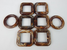 Set 8 Vtg MARBELLA Chololate Swirl Rings squares Jewelry Craft Making Ha... - £11.35 GBP