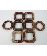 Set 8 Vtg MARBELLA Chololate Swirl Rings squares Jewelry Craft Making Ha... - £11.19 GBP