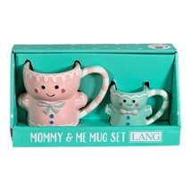 LANG Mommy &amp; Me Gingerbread Mug Set Pink &amp; Green New in Box - £17.69 GBP