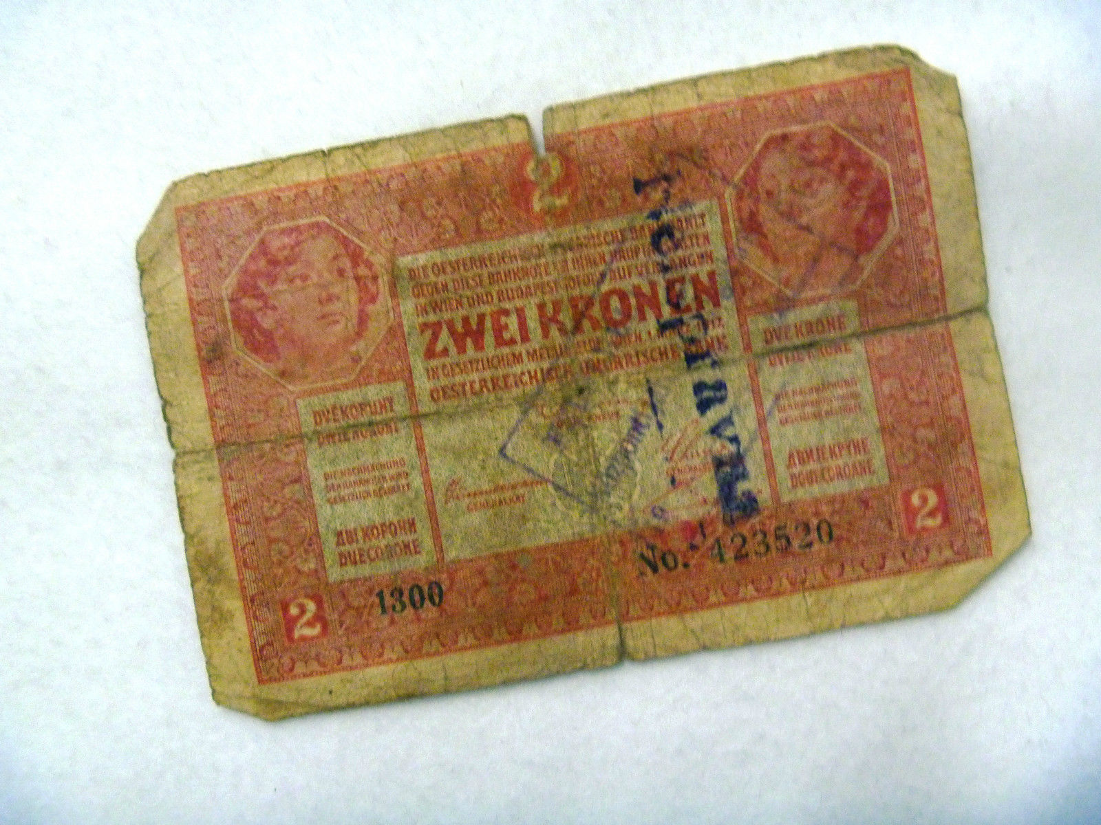 Ket Korona 2 Krone Austria with stamp free shipping P8 - £2.98 GBP