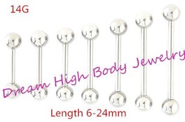 Body Jewellery Surgical Steel Piercing Ring Tongue Bar 14G Ball Eyebrow Nipple S - £18.64 GBP