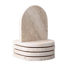 Marble Coaster For Drinks Set Of 5 Coasters Modern Home Decor For Coffee Natural - £43.29 GBP