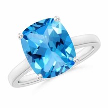 ANGARA Natural Swiss Blue Topaz Solitaire Ring in Sterling Silver (11x9mm) - £145.48 GBP+