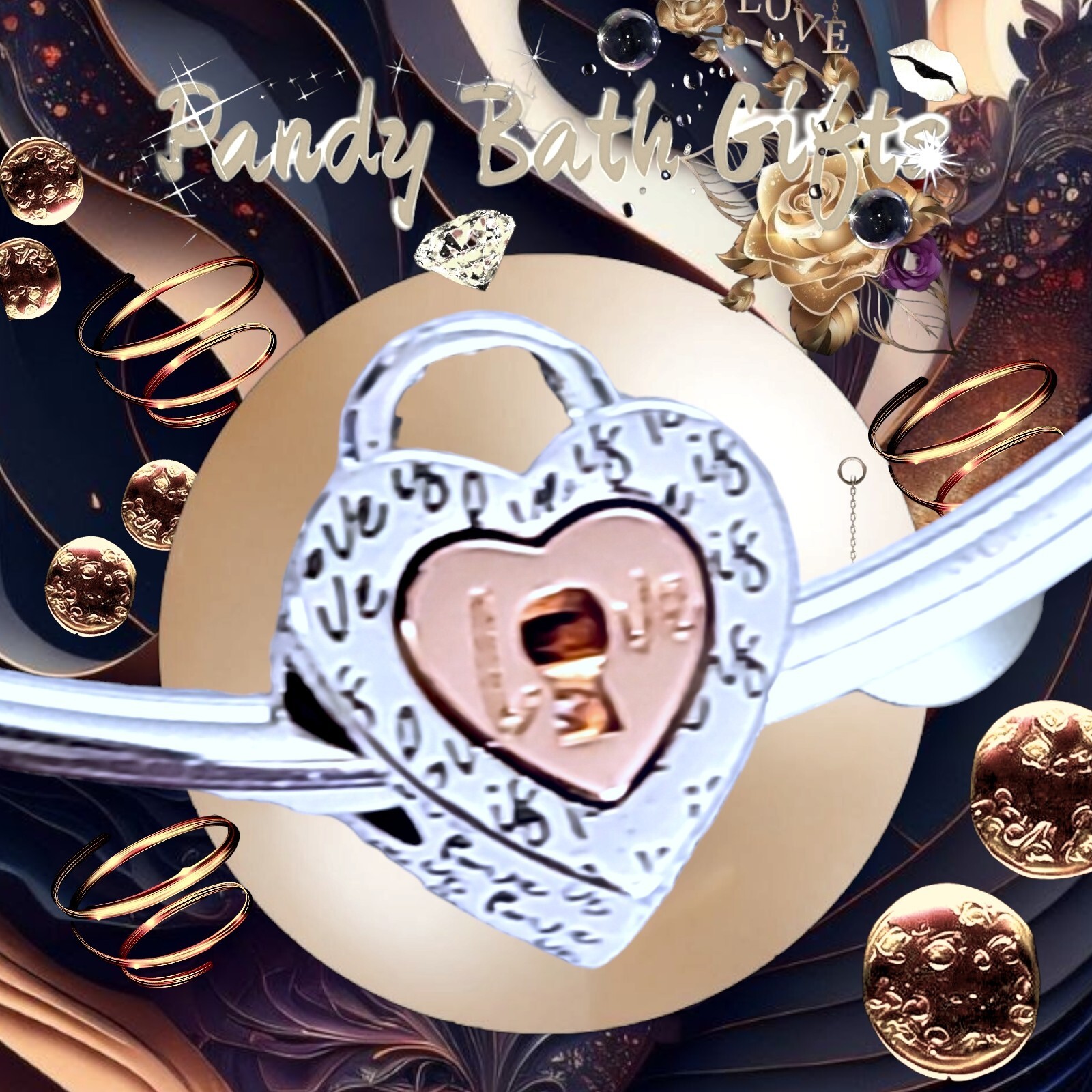 Pandora Two Tone Rose Gold Splittable Lock Heart Charm 782505C00 US SELLER Item image 3