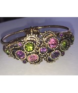 Vintage SARAH COVENTRY AUSTRIAN LITES Purple Green Rhinestone BRACELET C... - $36.76 CAD