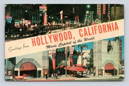 Dual View Banner Greetings From Hollywood California CA Chrome Postcard N12 - £2.28 GBP
