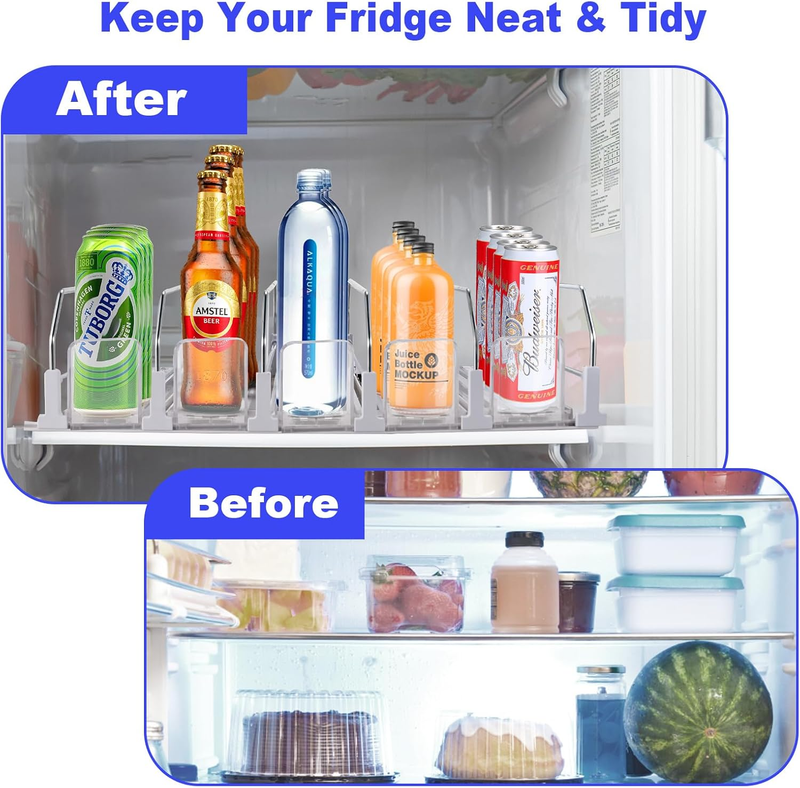 Drink Organizer for Fridge (Adjustable Width), 16.5” D Soda Can Fridge Drink Org Item image 8