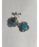 Faux Turquoise  Dangle Clip-on Earrings - $27.16 CAD