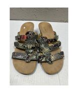 Vionic Amber Sandals 381Radia Snakeskin Green Patent Leather Slip On Size 8 - $61.72 CAD