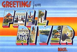 Greetings From Fall River, Massachusetts - 1930&#39;s - Vintage Postcard Magnet - £9.58 GBP