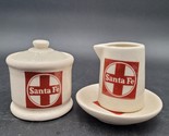 Rare Vintage 3 Piece Set ATSF Santa Fe Railroad Coffee Creamer Sugar Plate - £31.80 GBP