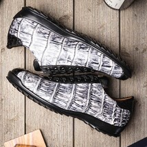 Hand painted big block alligator scales Sneaker Shoes Saulo Newspaper / Black image 11