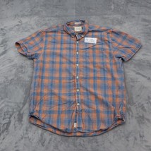 Lucky Brand Shirt Mens L Orange Blue Short Sleeve Button Down Collar Plaid - £19.40 GBP