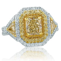 GIA Certified Radiant Brilliant Light Yellow Diamond 2.76 Ct Ring 18k White Gold - $5,345.22