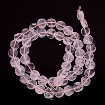 Natural Rose Quartz Gemstone Coin Smooth Beads Necklace 17&quot; UB-3483 - £8.69 GBP