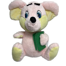 Kuddle Me Toys Pink Cream Mouse with Green Book 11 inch Flat Plastic Eyes Plush  - £12.75 GBP