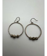 Vintage Sterling Silver Brutalist Hoop Dangle Earrings 4.8cm - $65.17 CAD