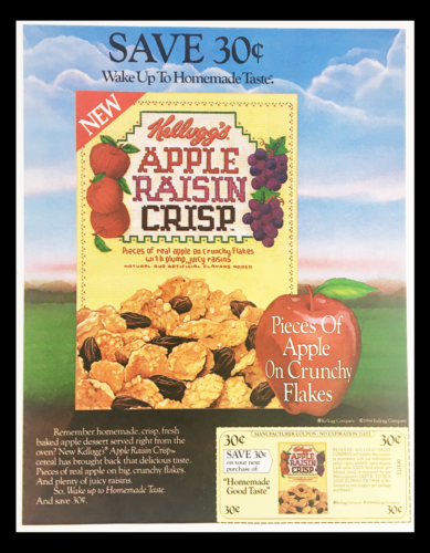 Primary image for 1984 Kellog's Apple Raisin Crisp Crunchy Flakes Circular Coupon Advertisement