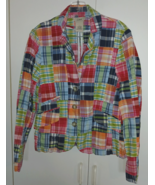 L.L. BEAN LADIES LS COTTON PATCHWORK JACKET-10 REG.-WORN ONCE-NICE - $17.99