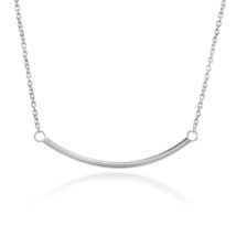Modern Stylish Curved Bar Sterling Silver Pendant Necklace - £17.72 GBP