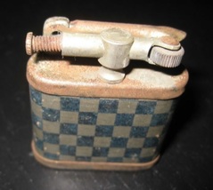 1930s ANTIQUE Art Deco black Checkered Lift Arm side Roller Lighter Made... - $24.99