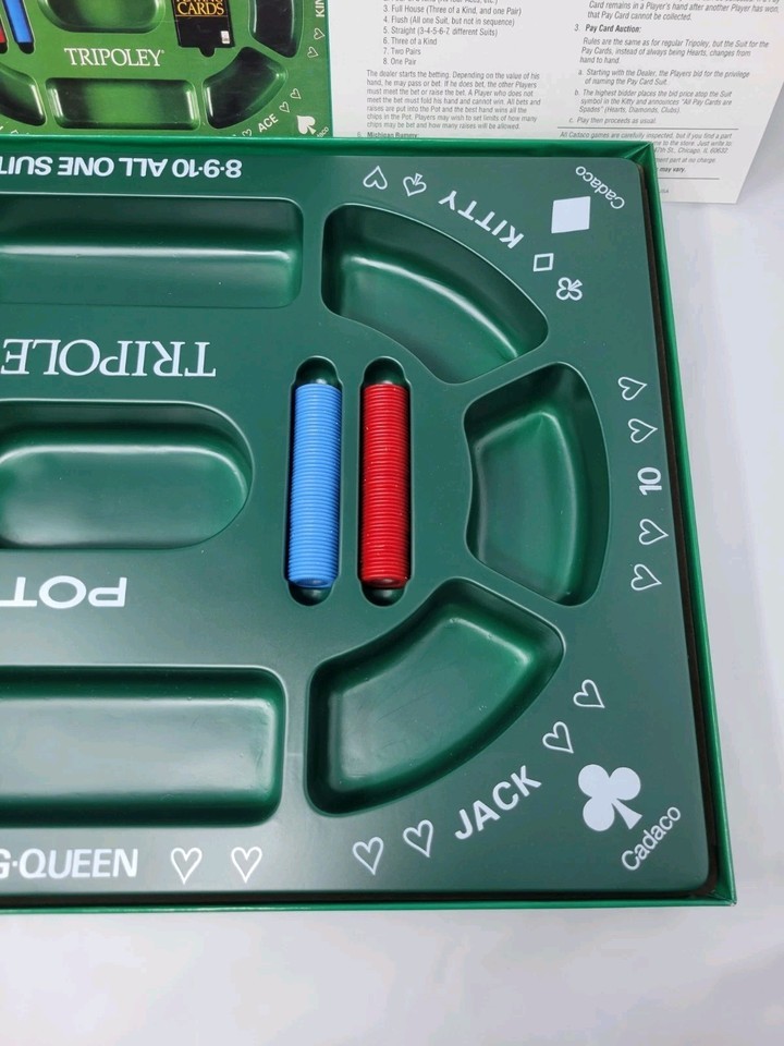 VINTAGE Tripoley Players Edition 3D Tray COMPLETE Cadaco 1989 Cards Chips Item image 4