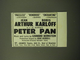 1950 Peter Pan Play Advertisement - Jean Arthur Boris Karloff - £14.61 GBP