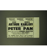 1950 Peter Pan Play Advertisement - Jean Arthur Boris Karloff - £14.55 GBP