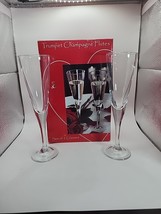 2 Clear Trumpet Champagne Flutes 9&quot; Tall with Original Box Toasting Glasses - £15.27 GBP