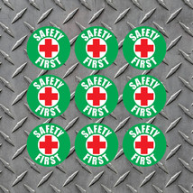 (6 Pack) 2&quot; x 2&quot; Safety First Vinyl Decals - Indoor/Outdoor FREE SHIP - £5.40 GBP