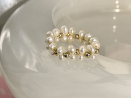 New fashion French gentle niche design sense drop glaze pearl flower rin... - £15.48 GBP